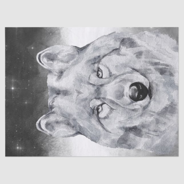 Wolf Watercolor Tissue Paper (Front)