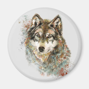 Wolf Watercolor Wildlife animal Nature Art Magnet