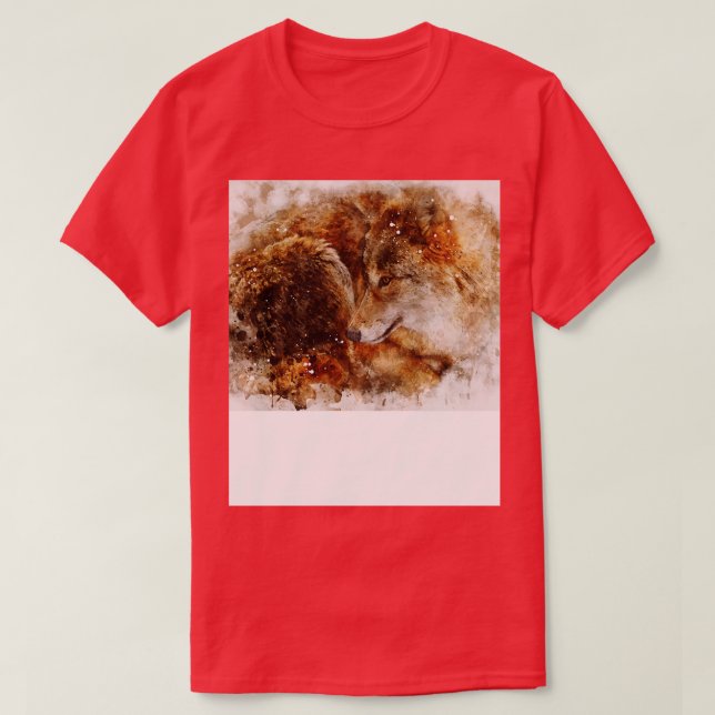 Wolf watercolour digital portrait T-Shirt (Design Front)