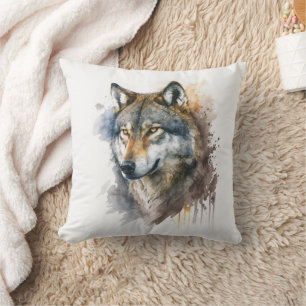 Wolf Watercolour Painting                          Cushion