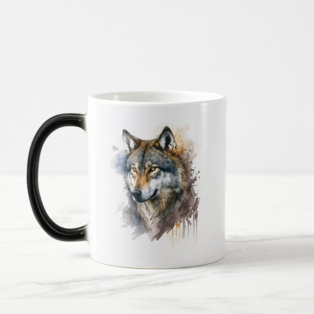 Wolf Watercolour Painting                        Magic Mug (Left)