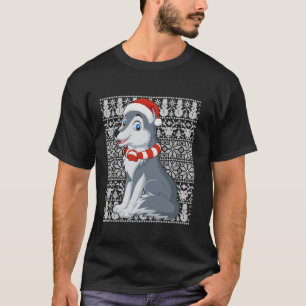 Wolf Wearing Santa Hat Men Women Kids Ugly Christm T-Shirt
