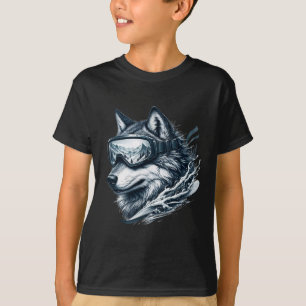 Wolf Wearing Ski Snowboard Goggles Wolf Skiing T-Shirt