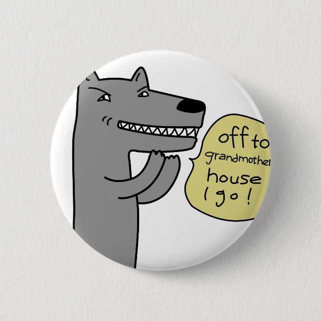 Wolf (white) 6 cm round badge (Front)