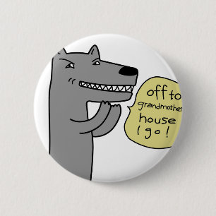 Wolf (white) 6 cm round badge