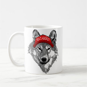 Wolf White&Black Red Baseball Cap Name Team T-Shir Coffee Mug