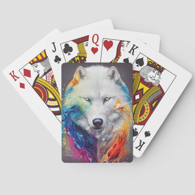 Wolf White wolf Animal Discovery Adventure Nature  Playing Cards (Back)