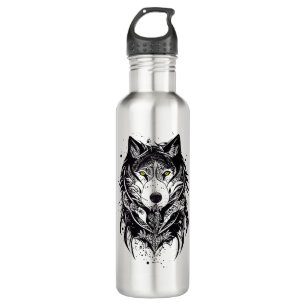 Wolf Wild Animal Nature Illustration Art Tattoo 710 Ml Water Bottle