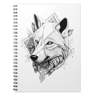 Wolf Wild Animal Nature Illustration Art Tattoo Notebook