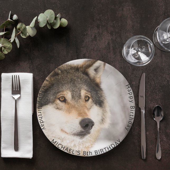 Wolf wild boy birthday party paper plate (Creator Uploaded)