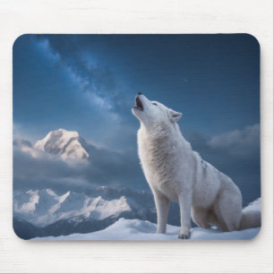 Wolf Wild Majestic Animal On A Starry Galaxy Night Mouse Mat