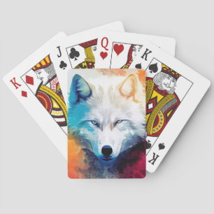 Wolf Wild Nature Animal Color Art Painting Playing Cards
