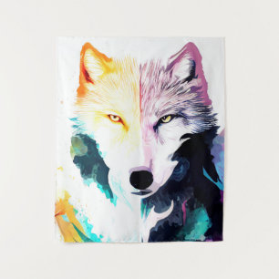 Wolf Wild Nature Animal Color Art Painting Tapestry