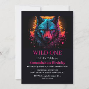 Wolf Wild One Birthday Invitation