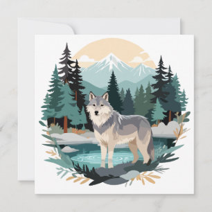 Wolf Wildlife Animal Nature Outdoors Watercolor  Card