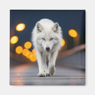 Wolf Wildlife Animal On Street Outdoors Magnet