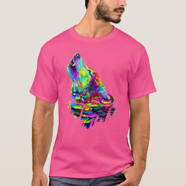 Wolf Wildlife Colourful Wolves Wild Animal T-Shirt (Front)