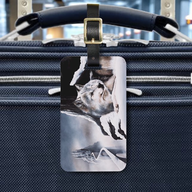 Wolf Winter Castle Fantasy Luggage Tag (Creator Uploaded)