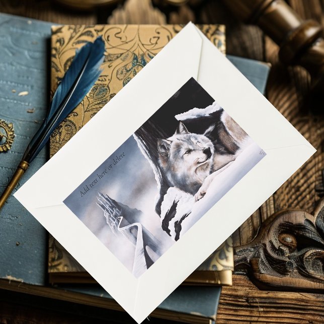 Wolf Winter Castle Fantasy Rectangular Sticker (Creator Uploaded)