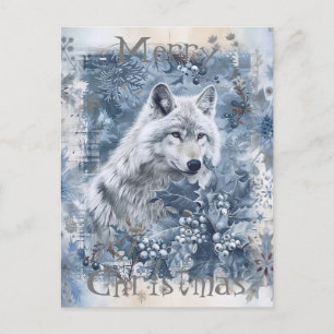 Wolf Winter Christmas Holiday Postcard