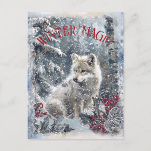 Wolf Winter Christmas Holiday Postcard