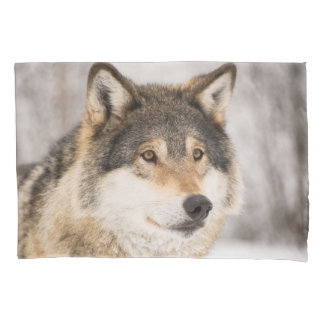 Wolf winter forest snow wildlife pillowcase