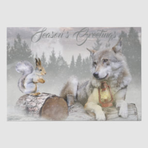 Wolf Winter Snow Forest Moon Landscape Tissue Paper