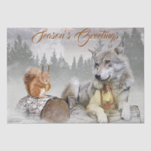 Wolf Winter Snow Forest Moon Landscape Tissue Paper