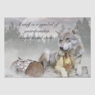 Wolf Winter Snow Forest Moon Landscape Tissue Paper