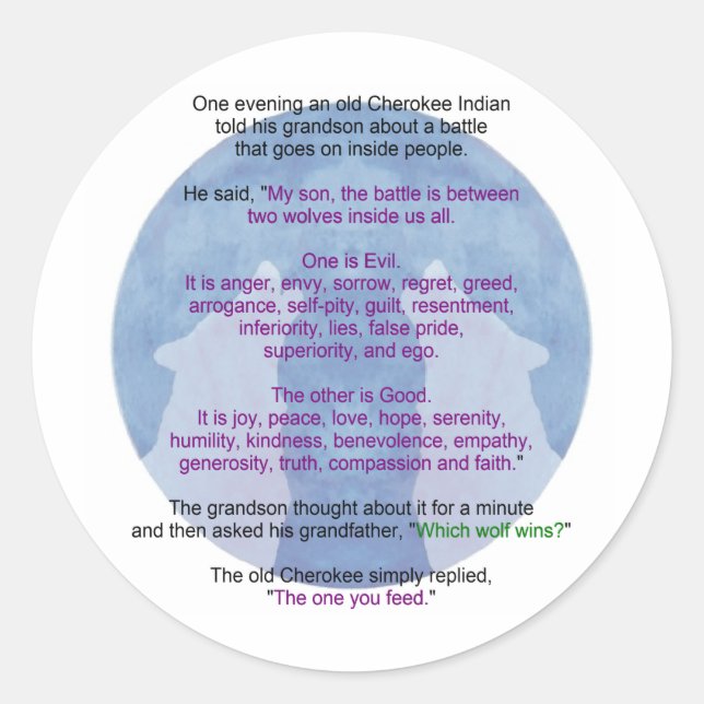 Wolf Wisdom Classic Round Sticker (Front)