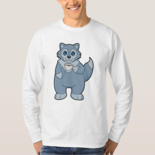 Wolf with Cup of Coffee T-Shirt