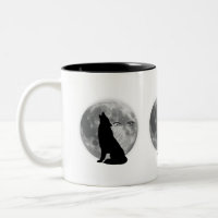 Wolf with full moon design-coffee mug.
