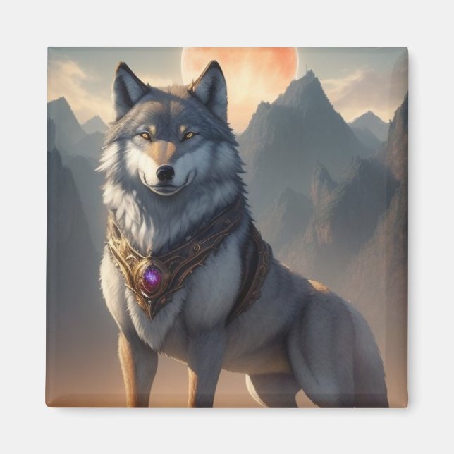 wolf with high tech gear Magnet (Front)