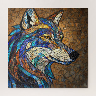 Wolf with Vibrant Colourful Glass Pieces Jigsaw Puzzle