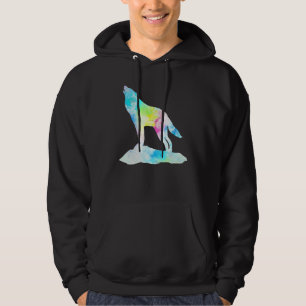 Wolf Wolf Wildlife Nature Colorful Wolf Silh Hoodie