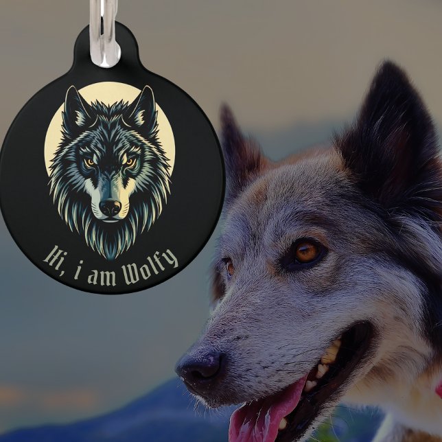 Wolf wolfdog husky wolves Round Pet Tag (Creator Uploaded)