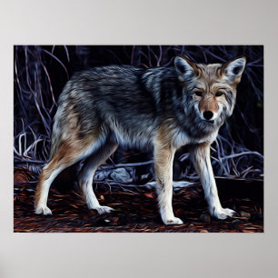 Wolf Wolves Beautiful Watercolor Poster