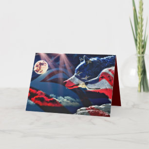 Wolf Wolves Full Moon Note Card
