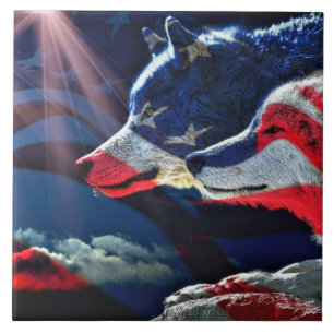 Wolf Wolves Full Moon Tile