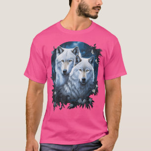 Wolf Wolves In Forest By Night Moon Fantasy Art Wi T-Shirt