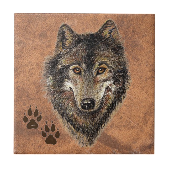 Wolf, Wolves,  Nature, Wildlife, Watercolor Animal Tile (Front)