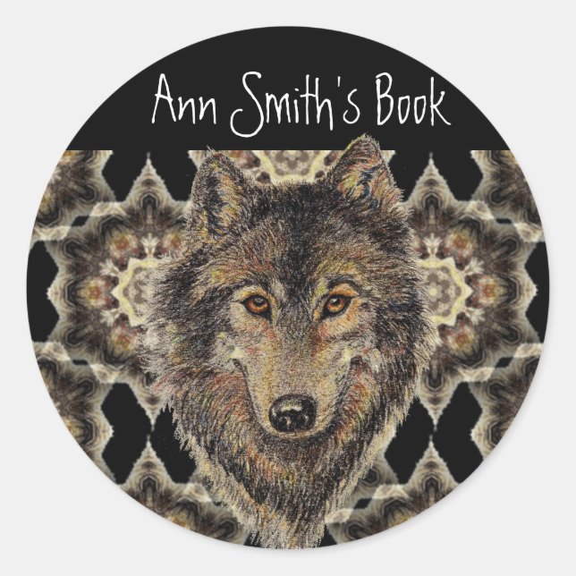 Wolf, Wolves, Wild Animal, Nature, Book Plate Classic Round Sticker (Front)