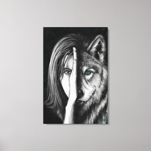 Wolf Woman - Emotion Canvas Print - Painting Art