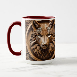 Wolf Wood Carving, Mug