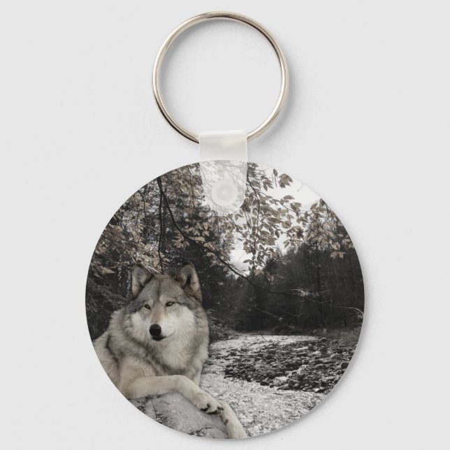 Wolf Woodland Animal Forest  Key Ring (Front)