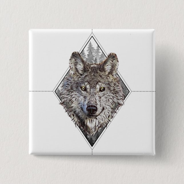 wolf×woods 15 cm square badge (Front)