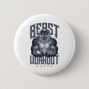 Wolf Workout Beast Gym Fitness Bodybuilding Muscle 6 Cm Round Badge