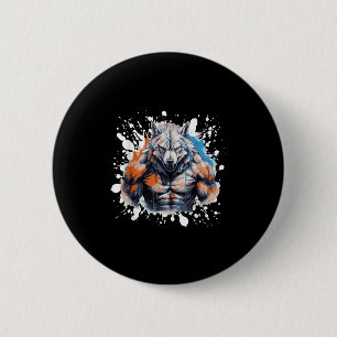 Wolf Workout Gym Fighter Bodybuilder  6 Cm Round Badge