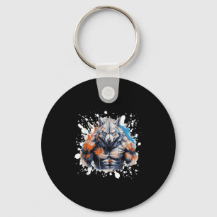 Wolf Workout Gym Fighter Bodybuilder Key Ring