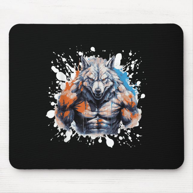 Wolf Workout Gym Fighter Bodybuilder  Mouse Mat (Front)